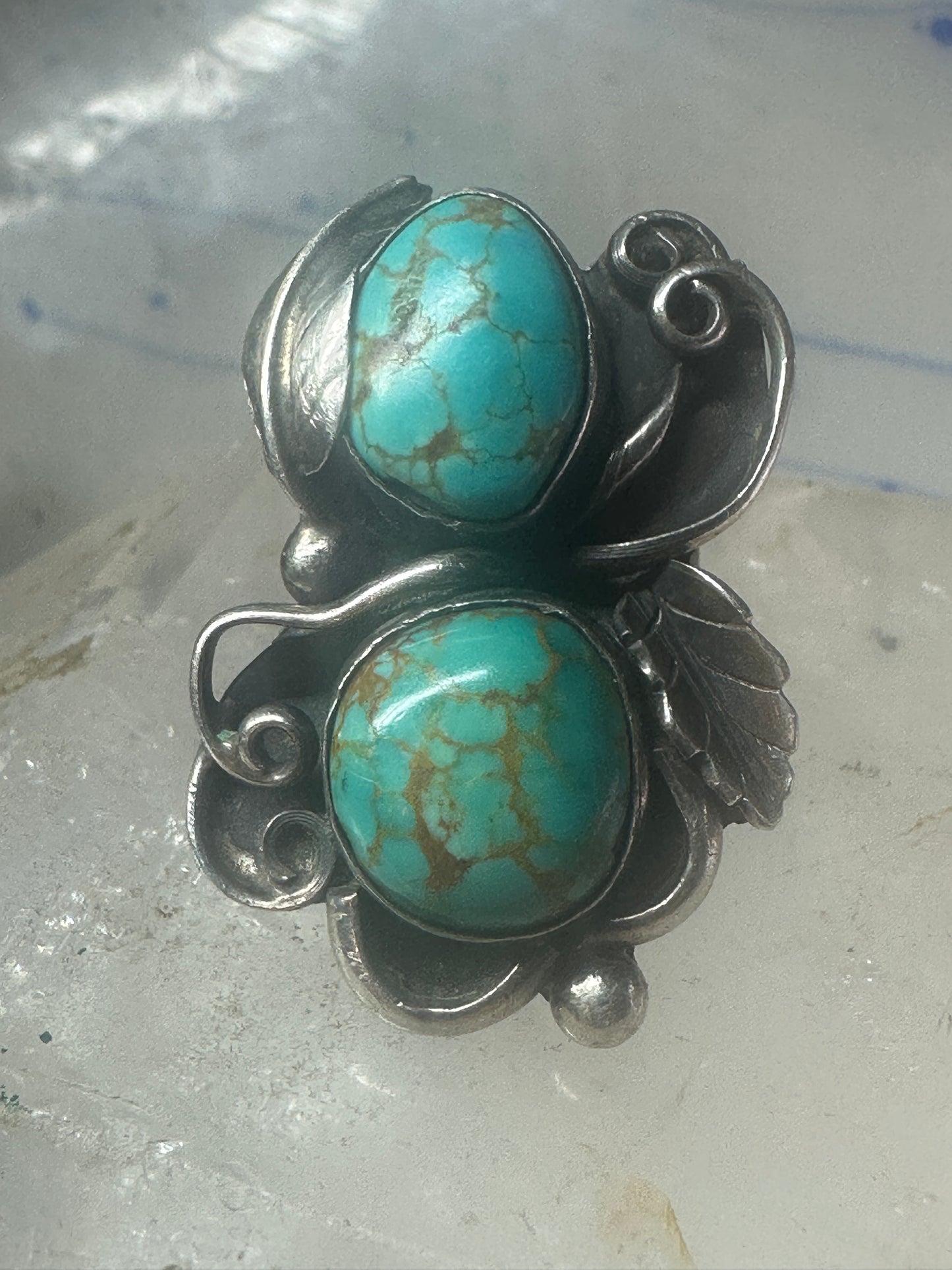 Navajo ring long turquoise size 5 sterling silver women girls