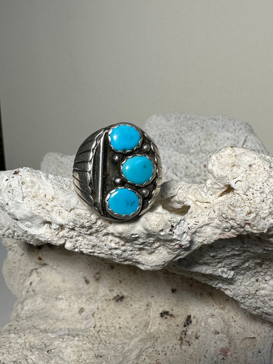 Turquoise ring Navajo size 10 sterling silver women men