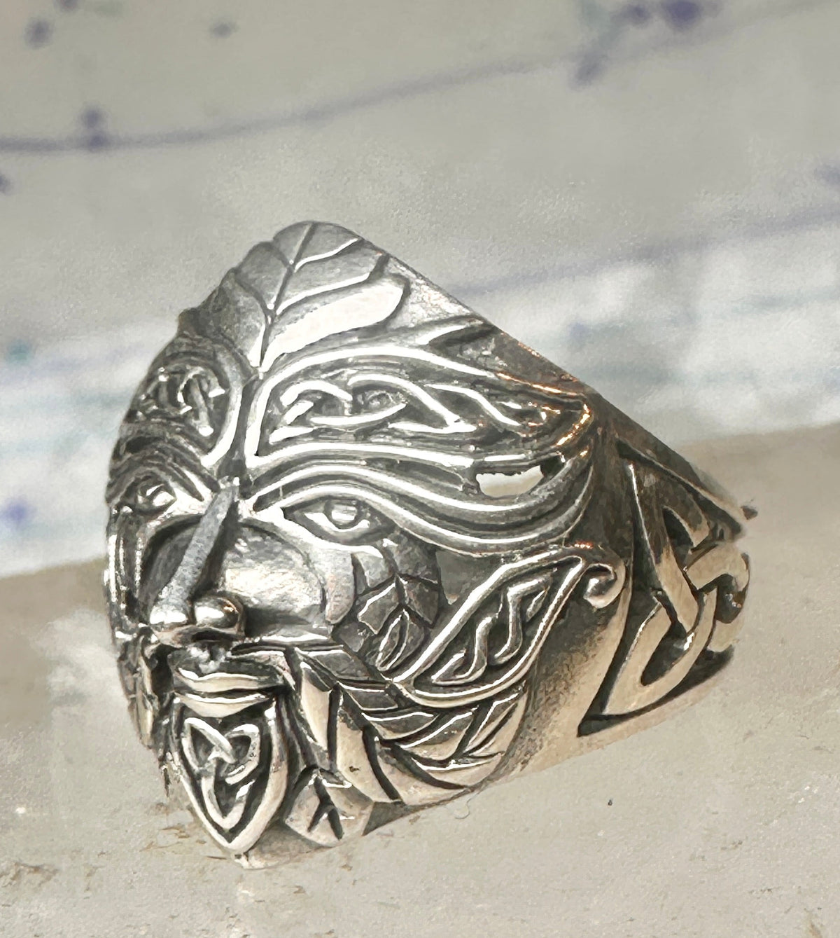 Vintage Sterling Silver Celtic Face Ring Size 7 925