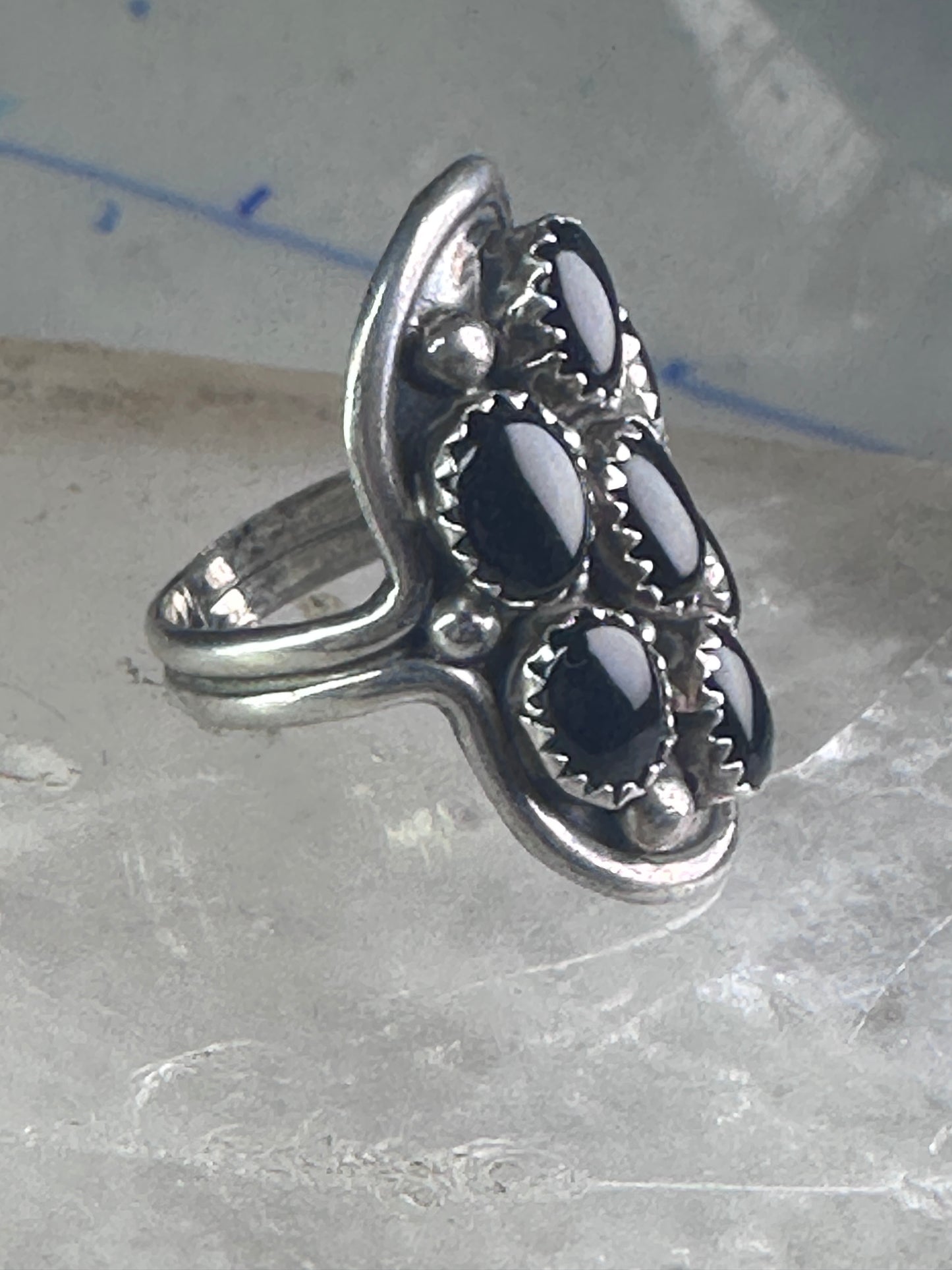 Navajo ring black Onyx saddle band size 6 sterling silver women