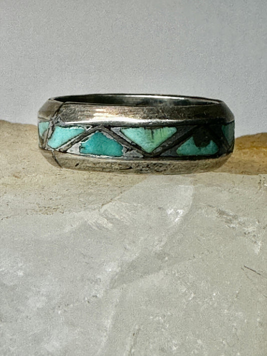 Zuni ring Turquoise wedding band size 6.25 sterling silver women men