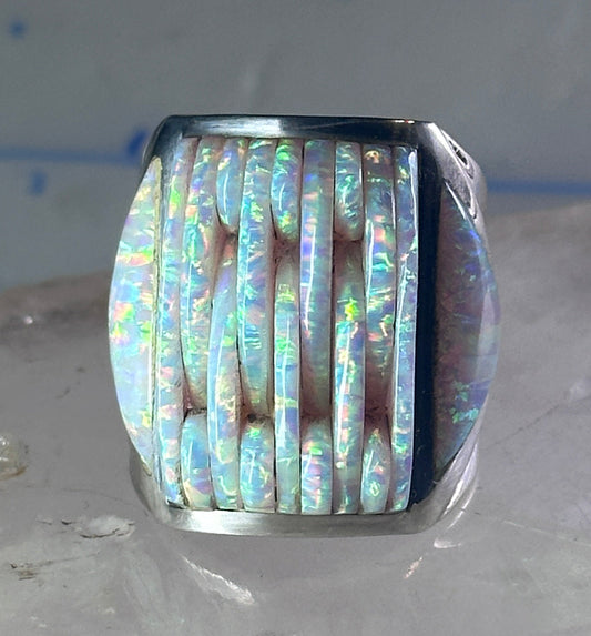 Southwest ring Lab Opal Cobblestone band size 10.75 sterling silver women men