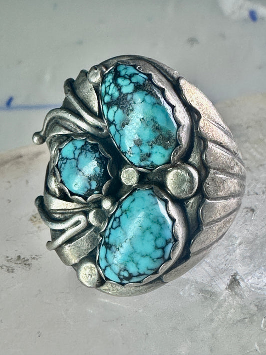 Navajo ring Turquoise Heavy Biker band size 11 sterling silver women men