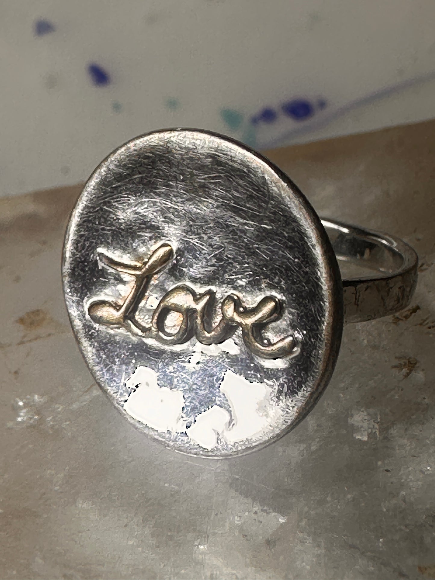 Love ring love word valentine band size 4 sterling silver women pinky girls