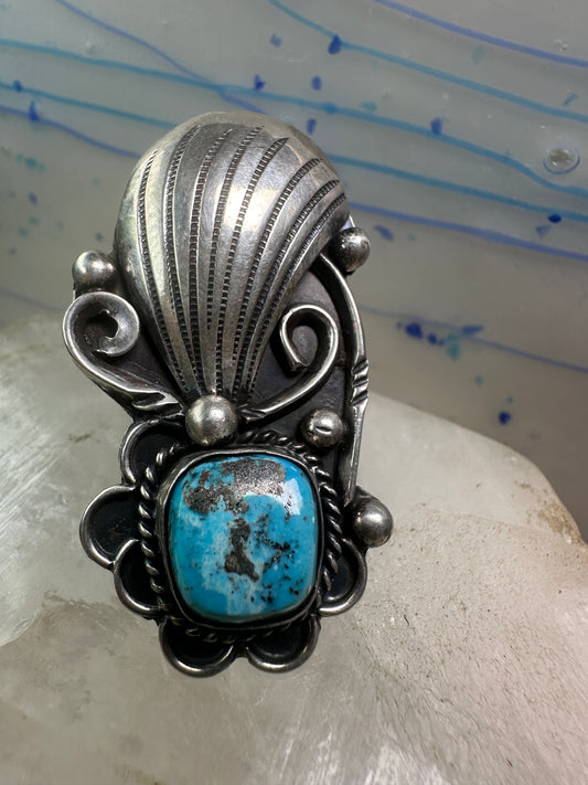 Navajo ring long turquoise size 7 sterling silver women