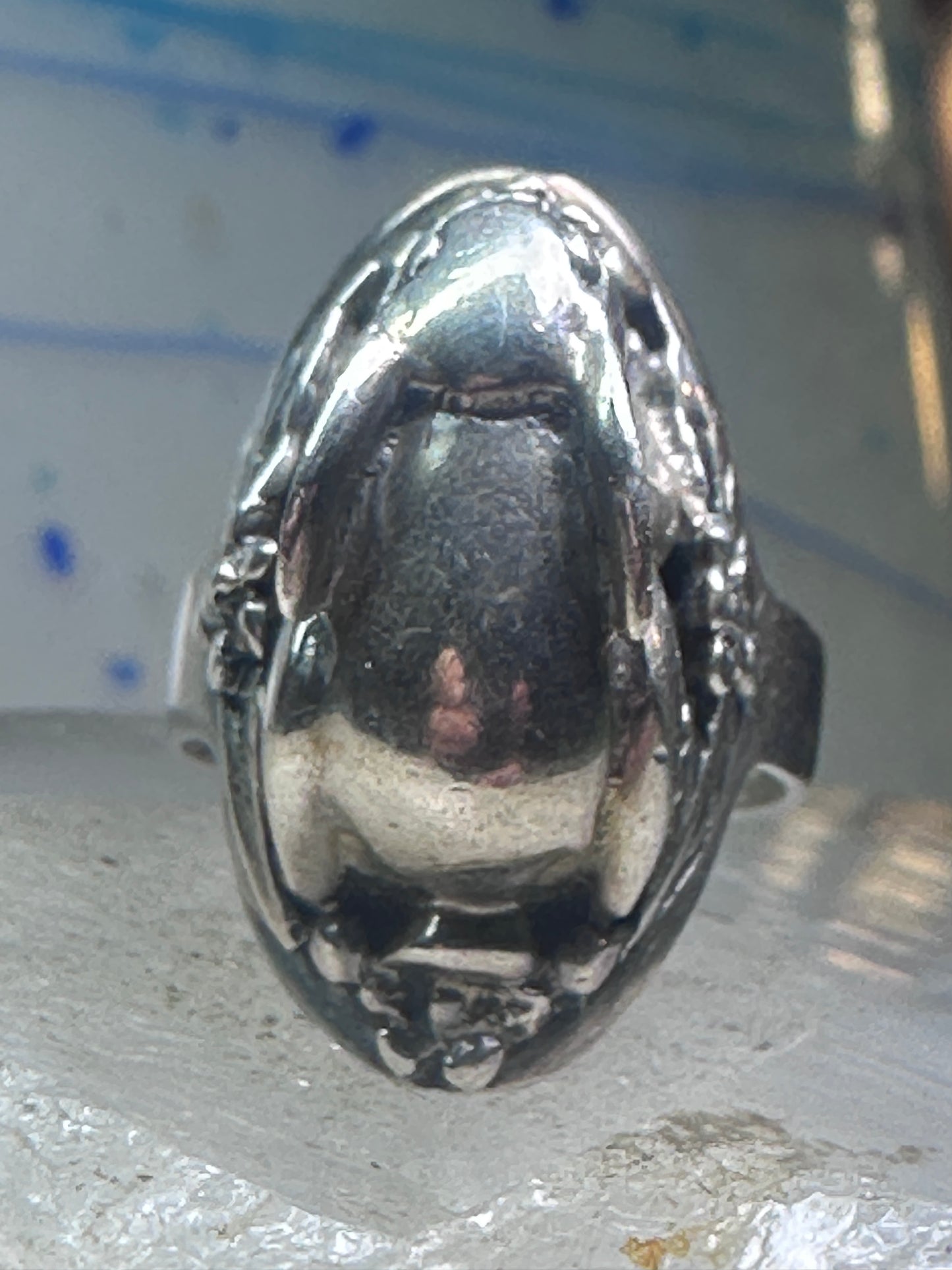 Rabbit Ring Bunny Band Floral Field size 9 sterling silver women girls
