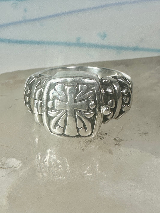 Cross poison ring Religious Christian size 6 sterling silver women girls