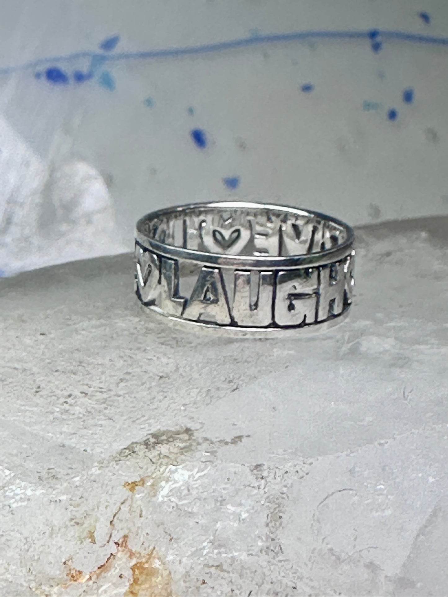 Love Laugh Live Ring Vintage Band size 6.75 sterling silver women girls