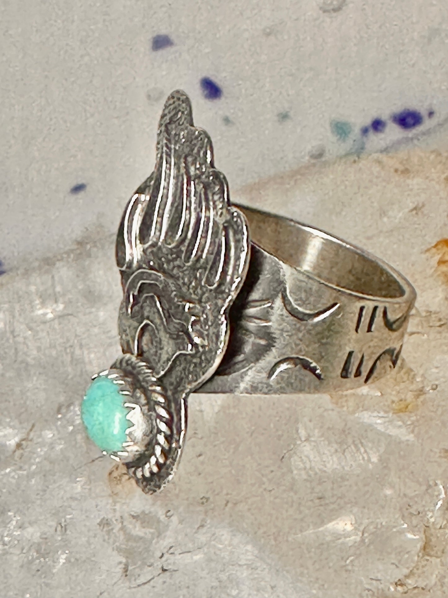 Bear ring Footprint track Navajo Running Bear band figurative size 6.50 sterling silver women men