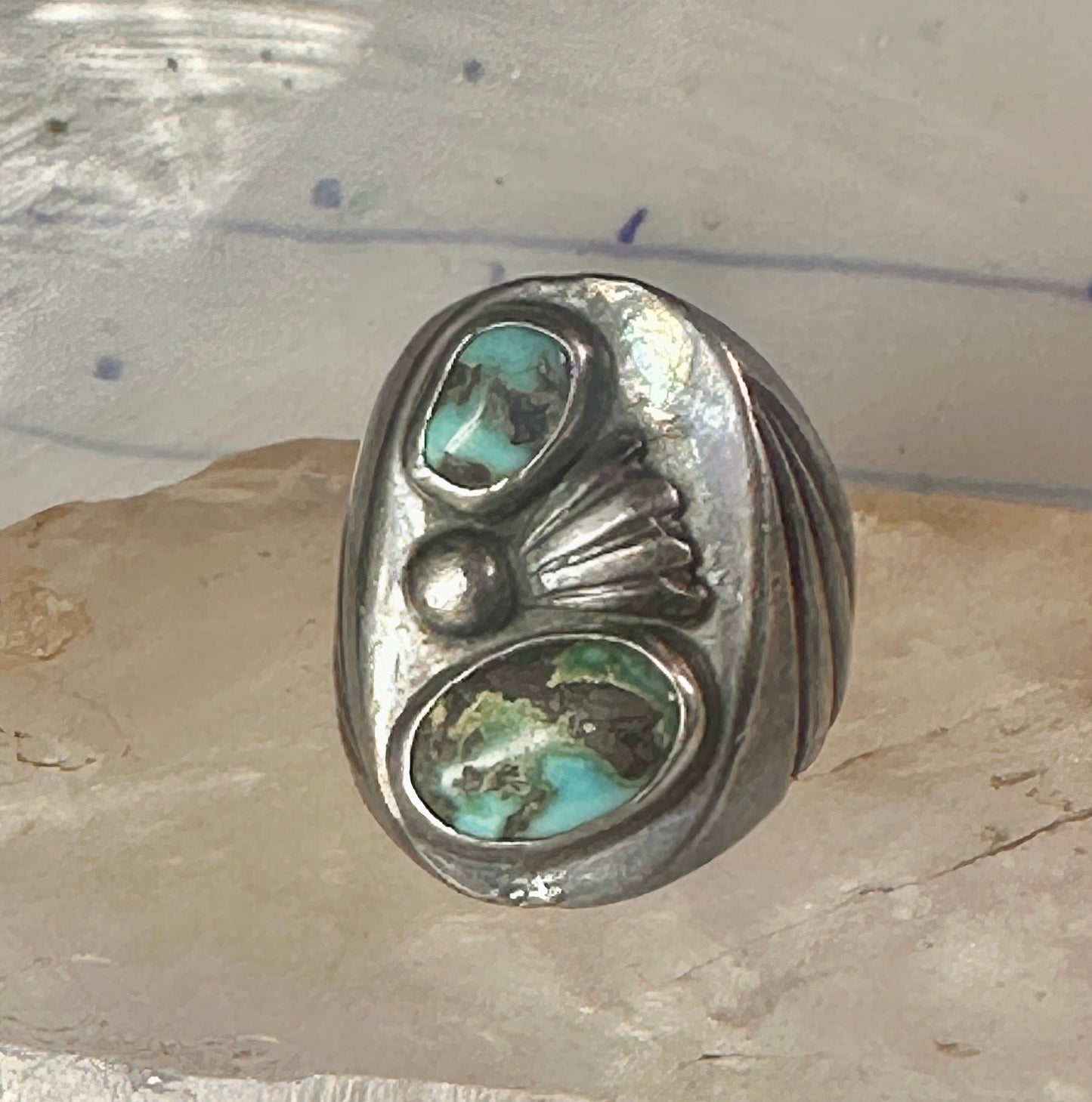 Navajo ring turquoise size 9.50 band sterling silver women men