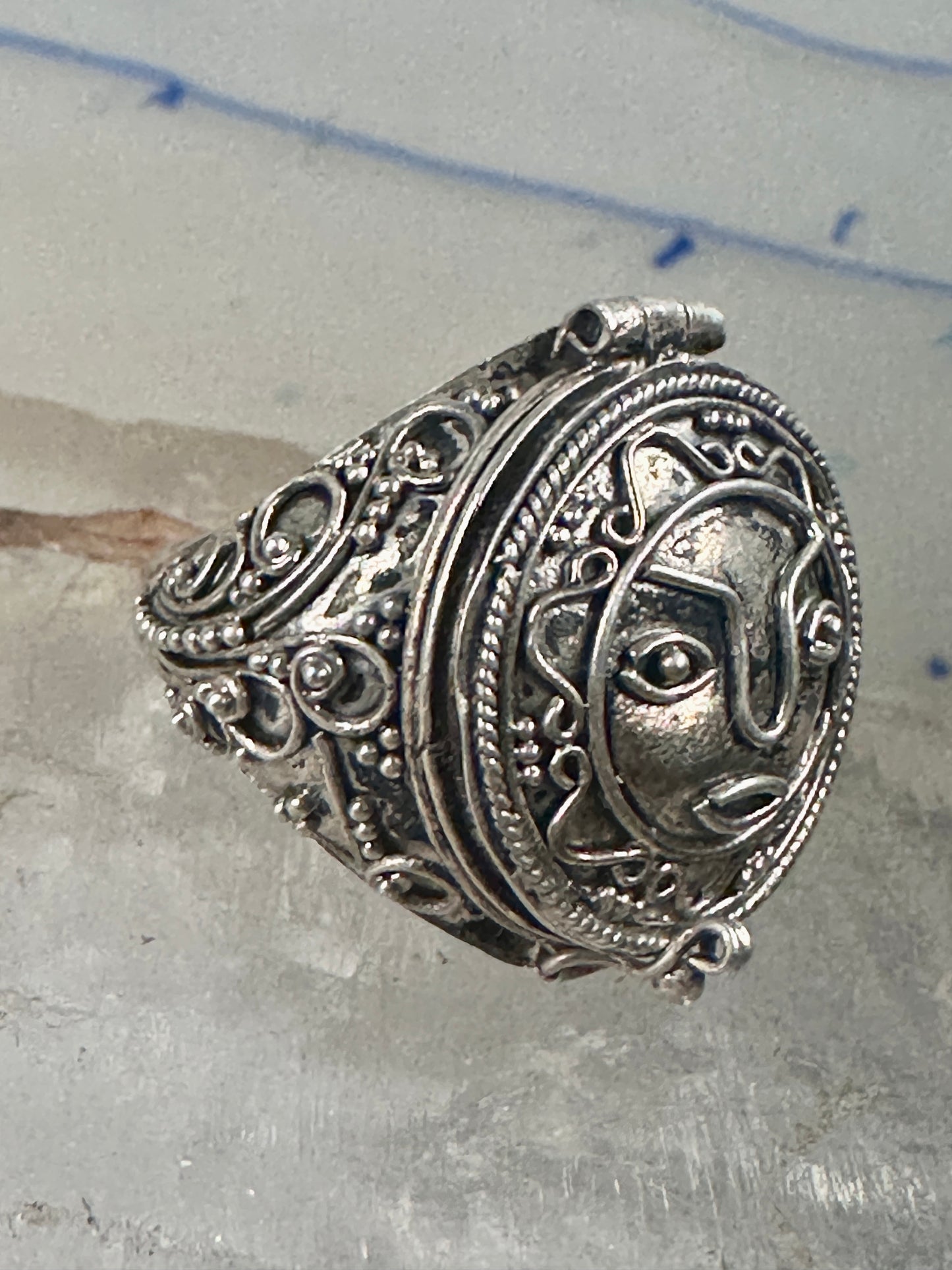 Poison ring face size 6.50 sterling silver boho women
