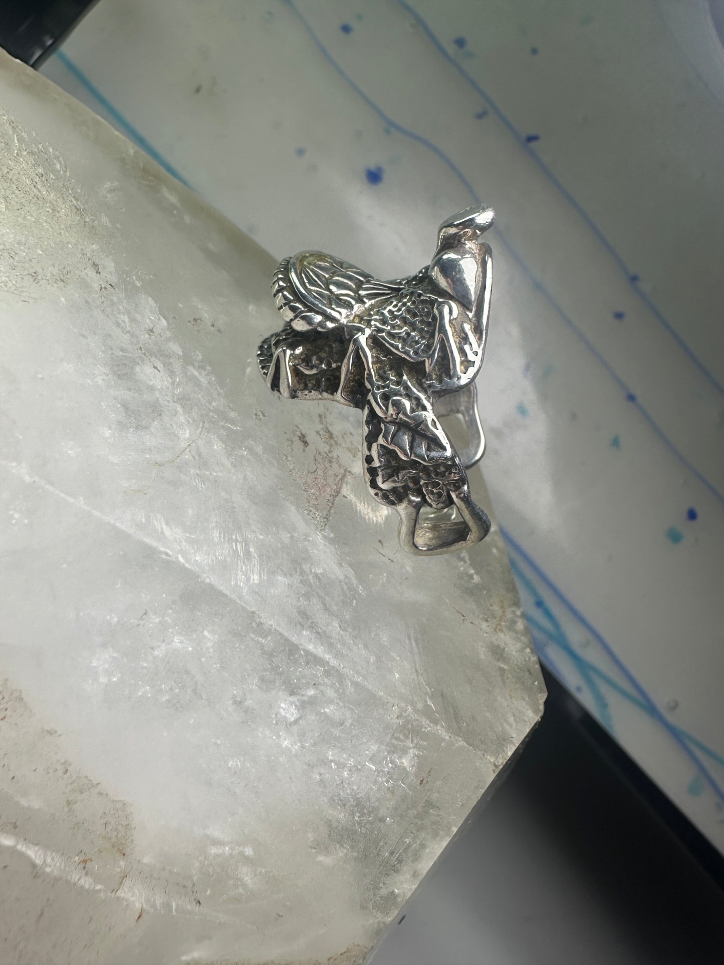 Vintage Saddle ring southwest cowgirl size 8.75 sterling silver women signed SC