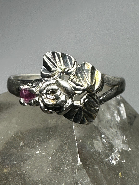 Black Hills Gold ring size 6.75 rose pink ice leaves sterling silver band women girls