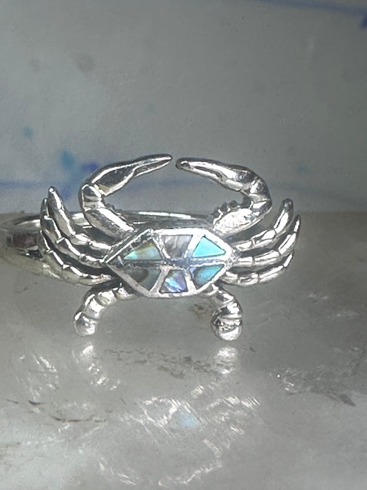 Crab ring Vintage abalone band size_5.75 sterling silver women girls