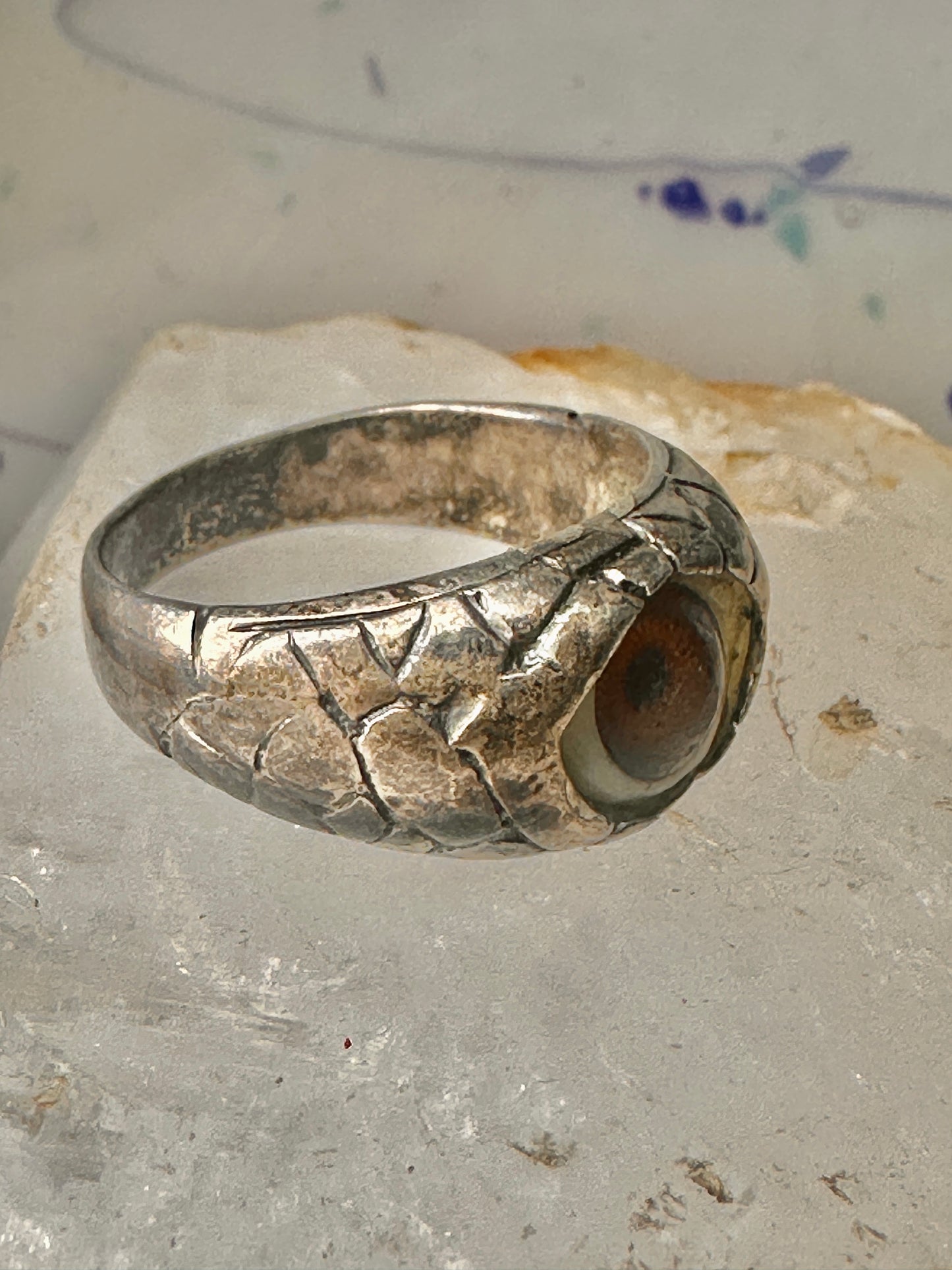 Vintage Eye ring size 11.50 snake surface design band sterling silver women men
