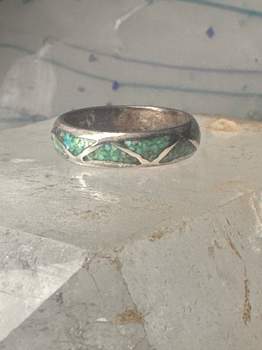 Vintage Zuni wedding band turquoise size 9.50 band sterling silver women men