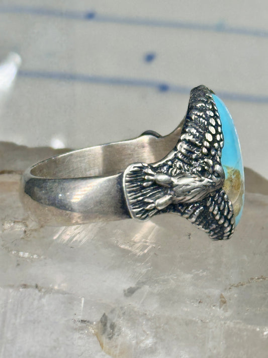 Eagle ring signed turquoise size 12 sterling silver Carolyn Pollack women men