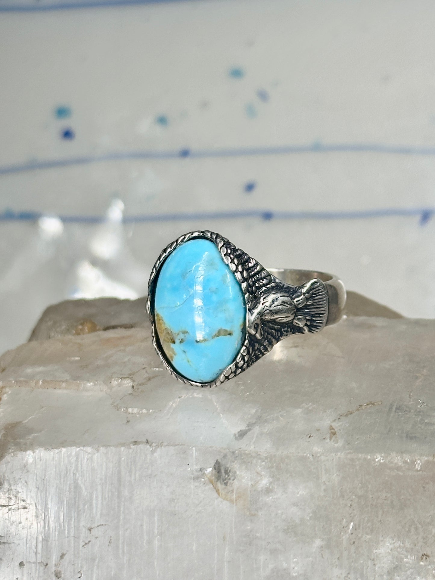 Eagle ring signed turquoise size 12 sterling silver Carolyn Pollack women men