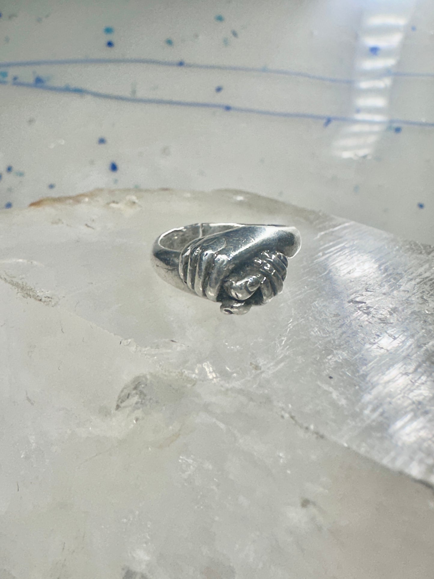 Holding Hands ring Size 5.50 band sterling silver women AS IS