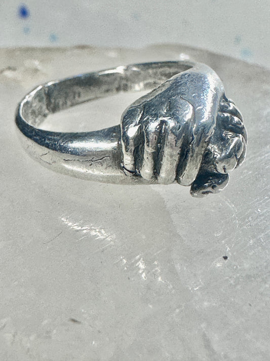 Holding Hands ring Size 5.50 band sterling silver women AS IS