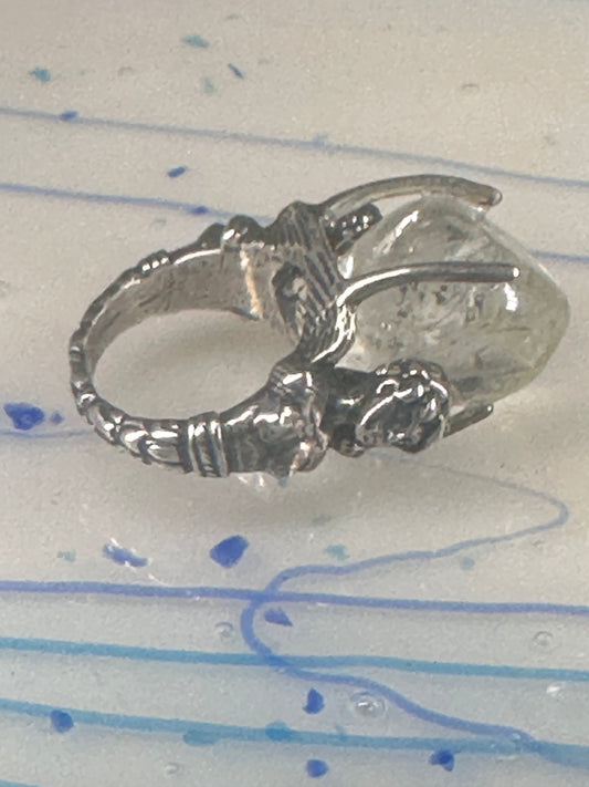 Crystal ball ring naked figurative women Nike Goddess of Victory size 7.50 sterling silver women