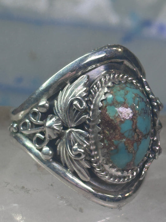 Turquoise ring Navajo band size 10 sterling silver women men