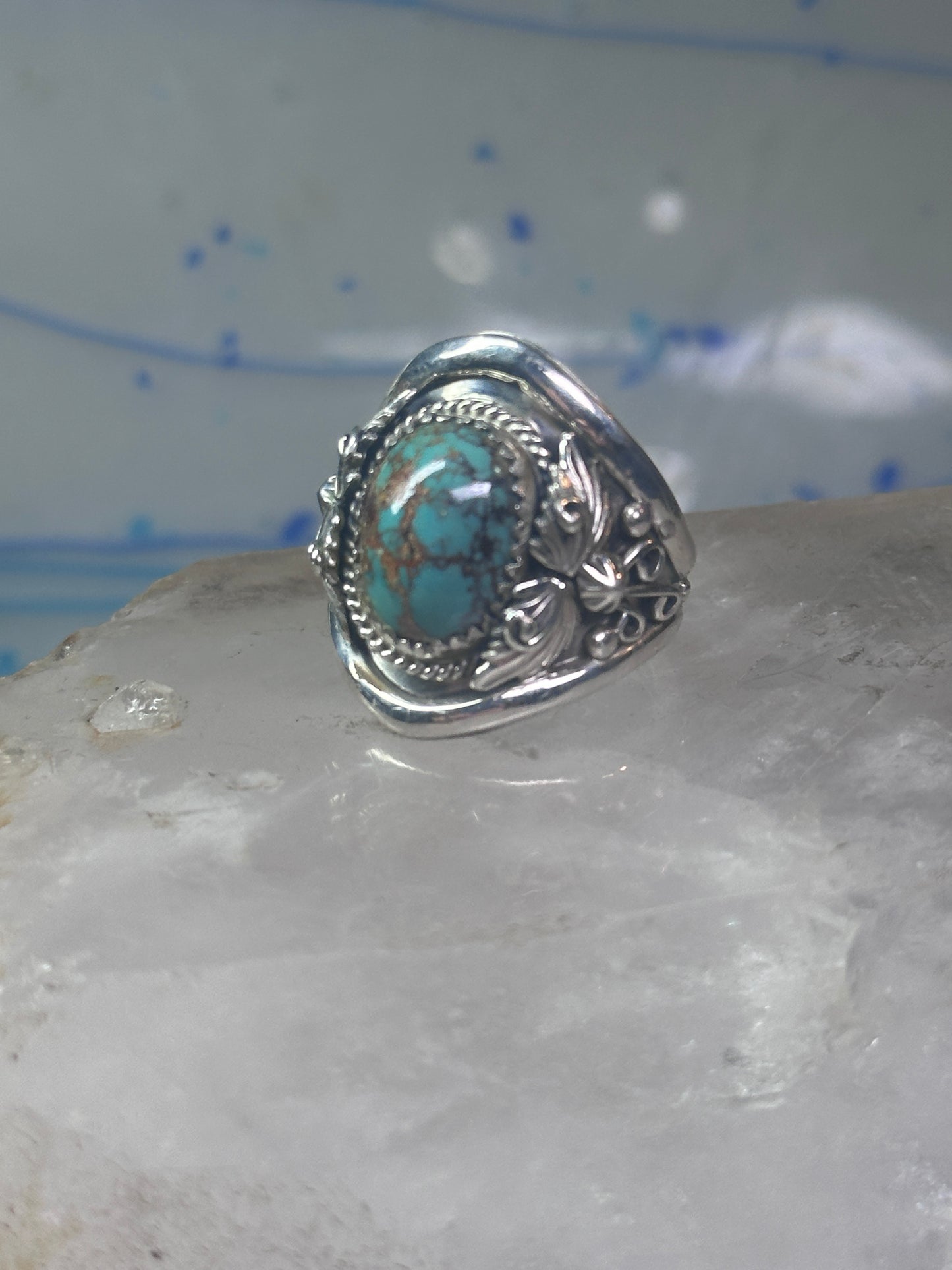 Turquoise ring Navajo band size 10 sterling silver women men