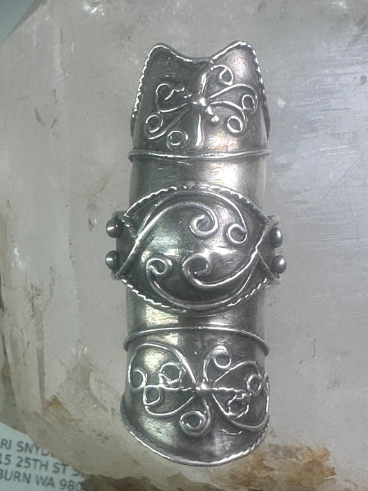 Armor ring articulated full finger Renaissance fairs Vintage size 7 sterling silver women