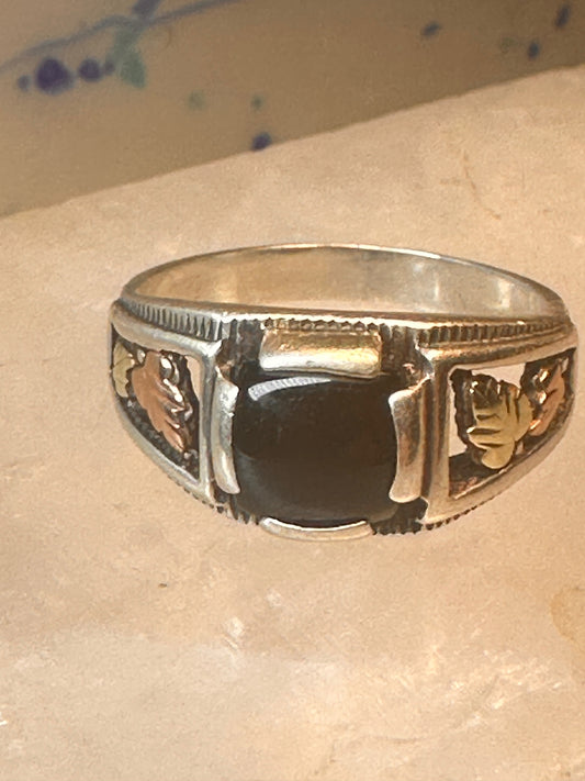 Black Hills Gold ring size 9.25 onyx leaves band women men
