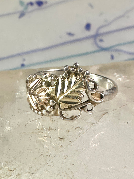 Black Hills Gold ring leaves wedding band size 6.5 sterling silver women