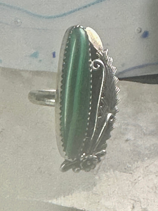 Navajo Long Malachite ring Peterson Johnson size 9 sterling silver women