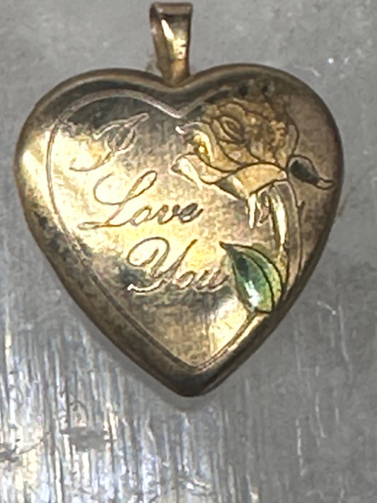 Vintage Heart Photo Locket "I Love You" Valentine with Heart and Floral Design