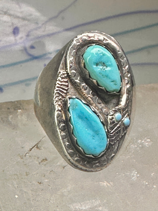 Navajo ring snake ring turquoise size 10.25 sterling silver women men