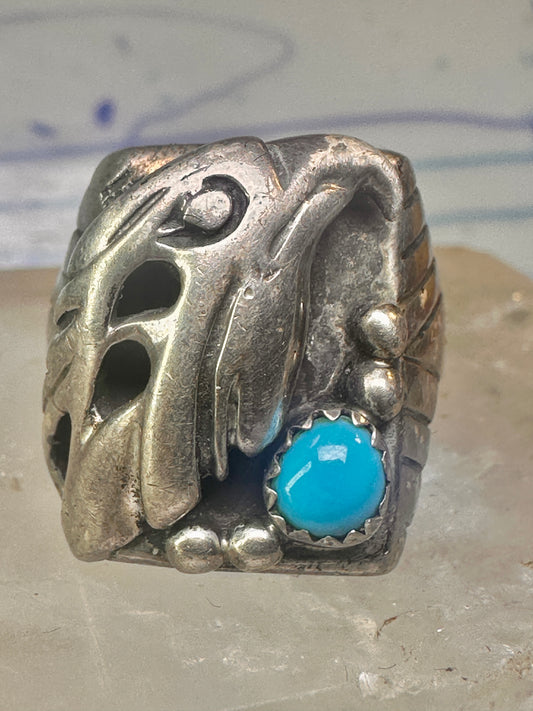 Navajo ring eagle band turquoise size 11 sterling silver women men