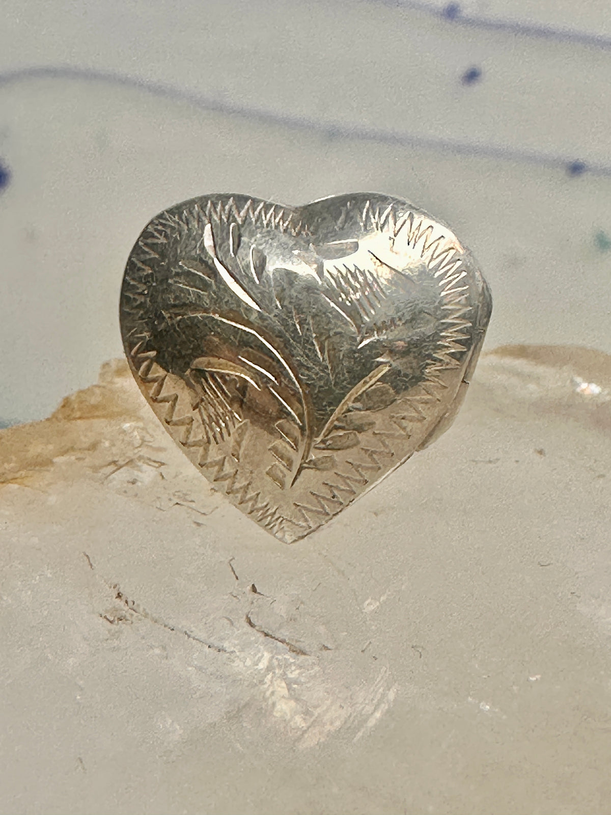 Vintage Sterling Silver Engraved Heart Locket Secret Compartment Poison Ring Size 3.75 925