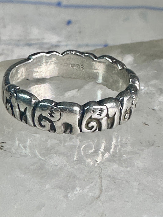 Vintage Elephant ring Elephants band size 7.50 sterling silver women girls
