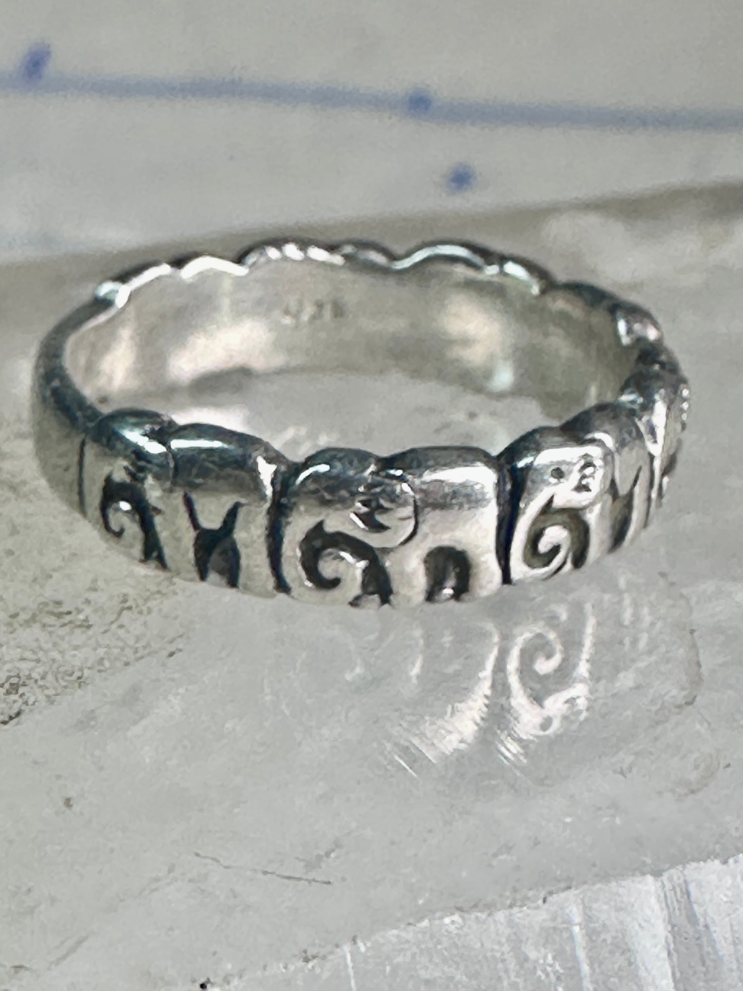 Vintage Elephant ring Elephants band size 7.50 sterling silver women girls