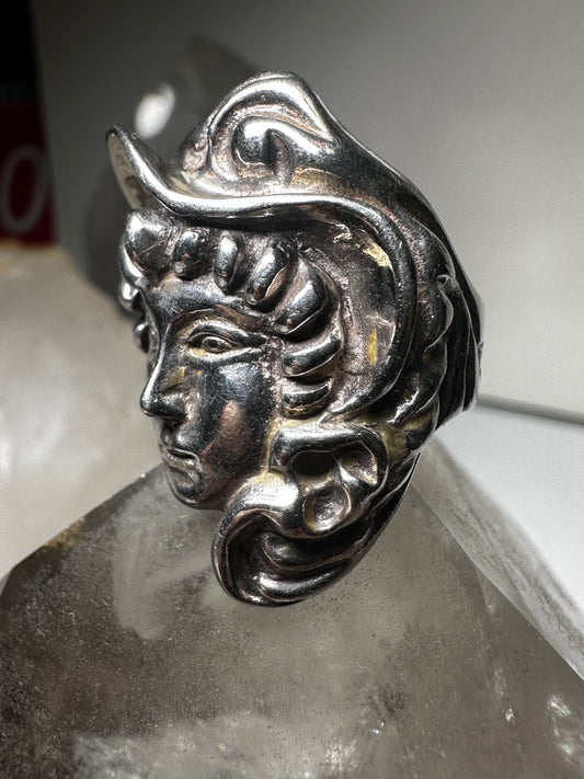 Lady face ring size 7.25 Taxco Marked tr-135 925 Mexico hat sterling silver women girls