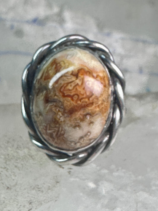 Vintage Lace Agate Ring southwest size 7 sterling silver women girls