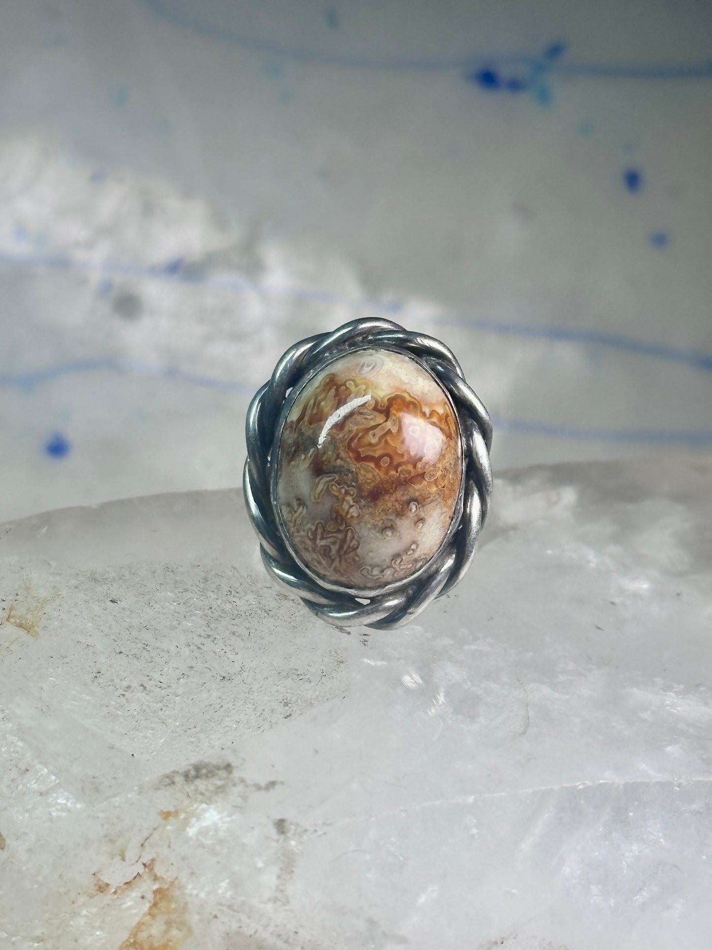 Vintage Lace Agate Ring southwest size 7 sterling silver women girls