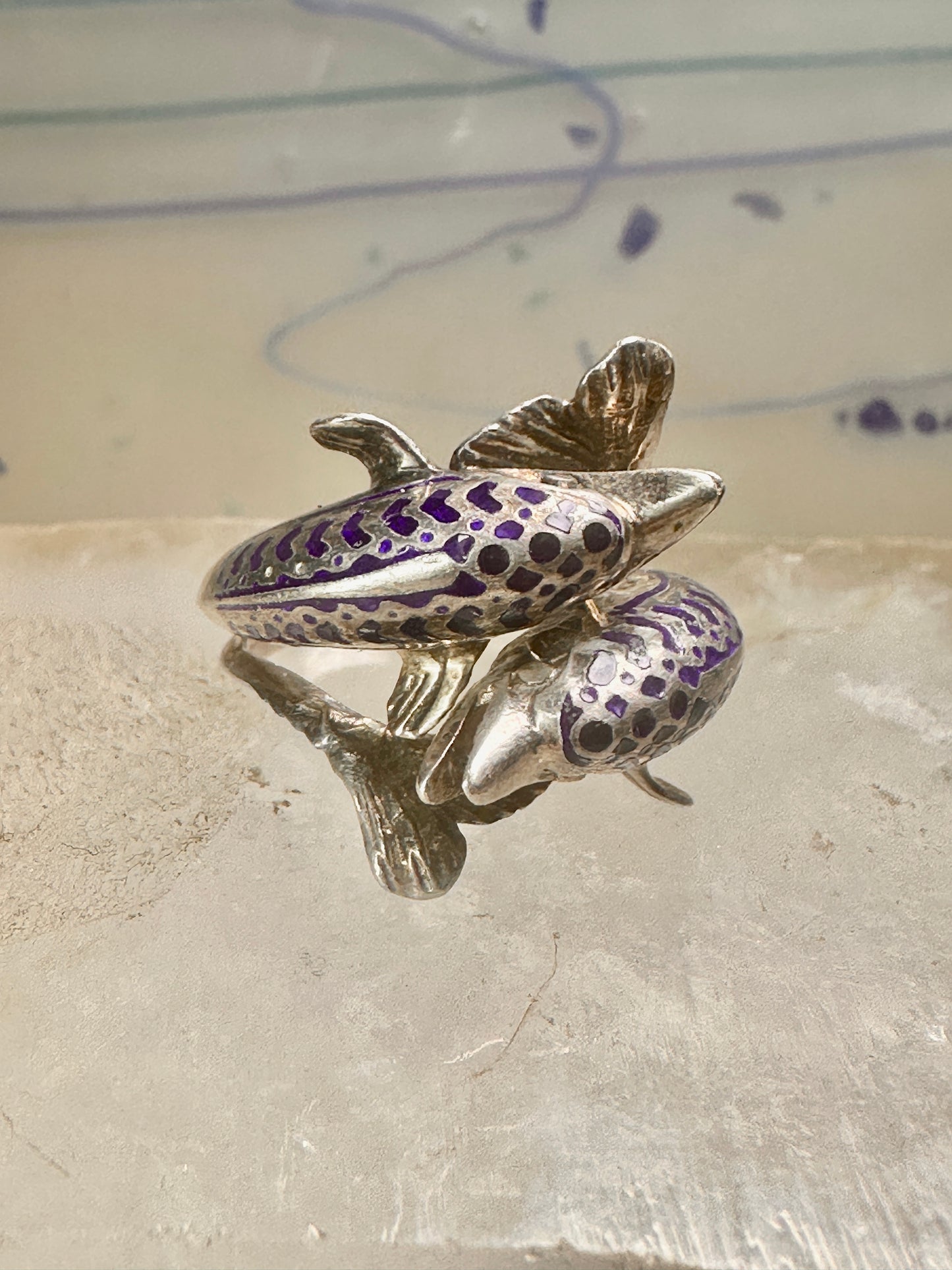 Dolphin ring dolphins band waves size 5.50 sterling silver women