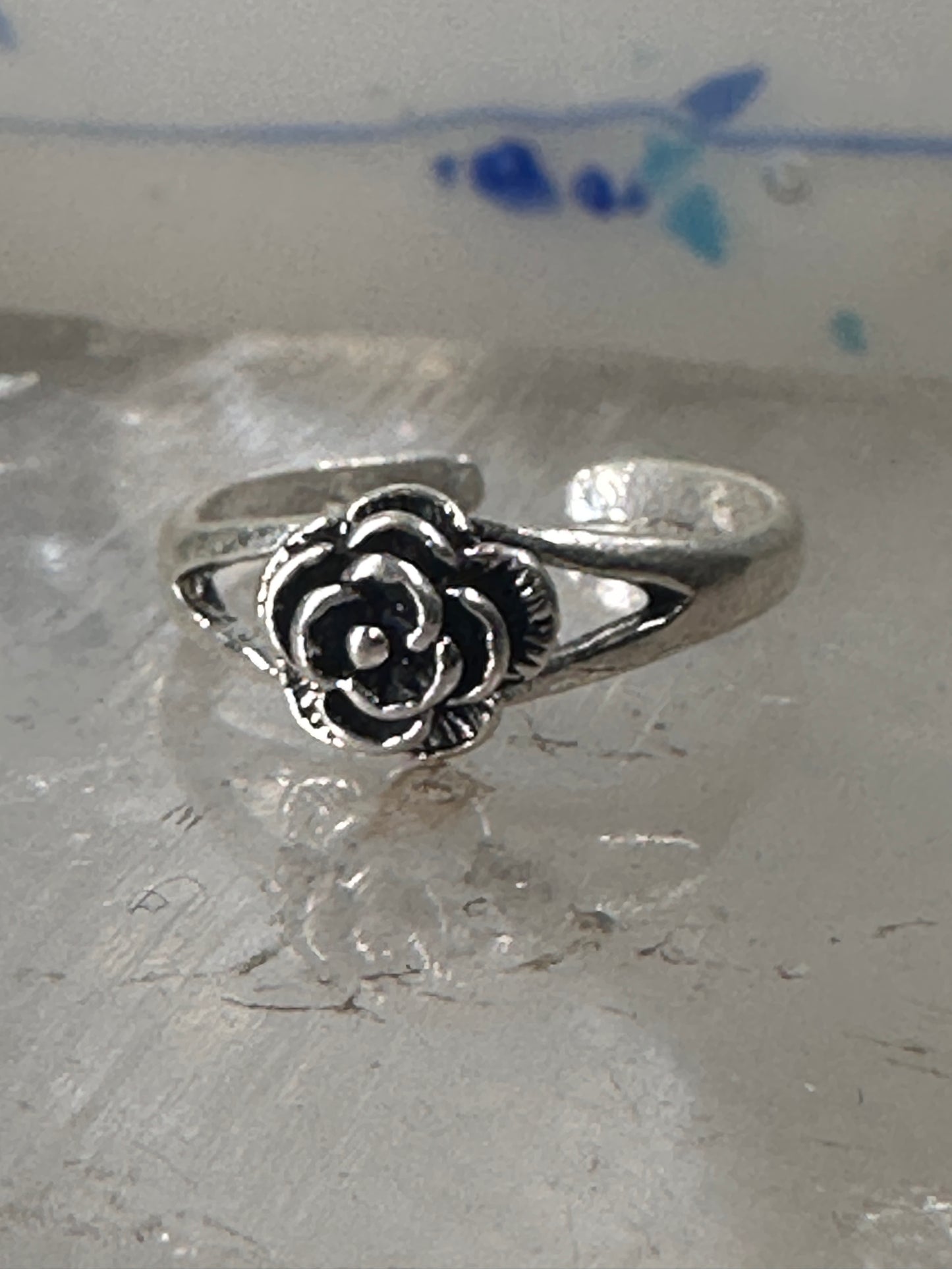 Rose ring toe band size 3.50 adjustable sterling silver women girls