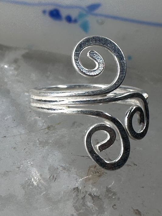 Spiral toe ring pinky floral toe band size 4 adjustable sterling silver women girls