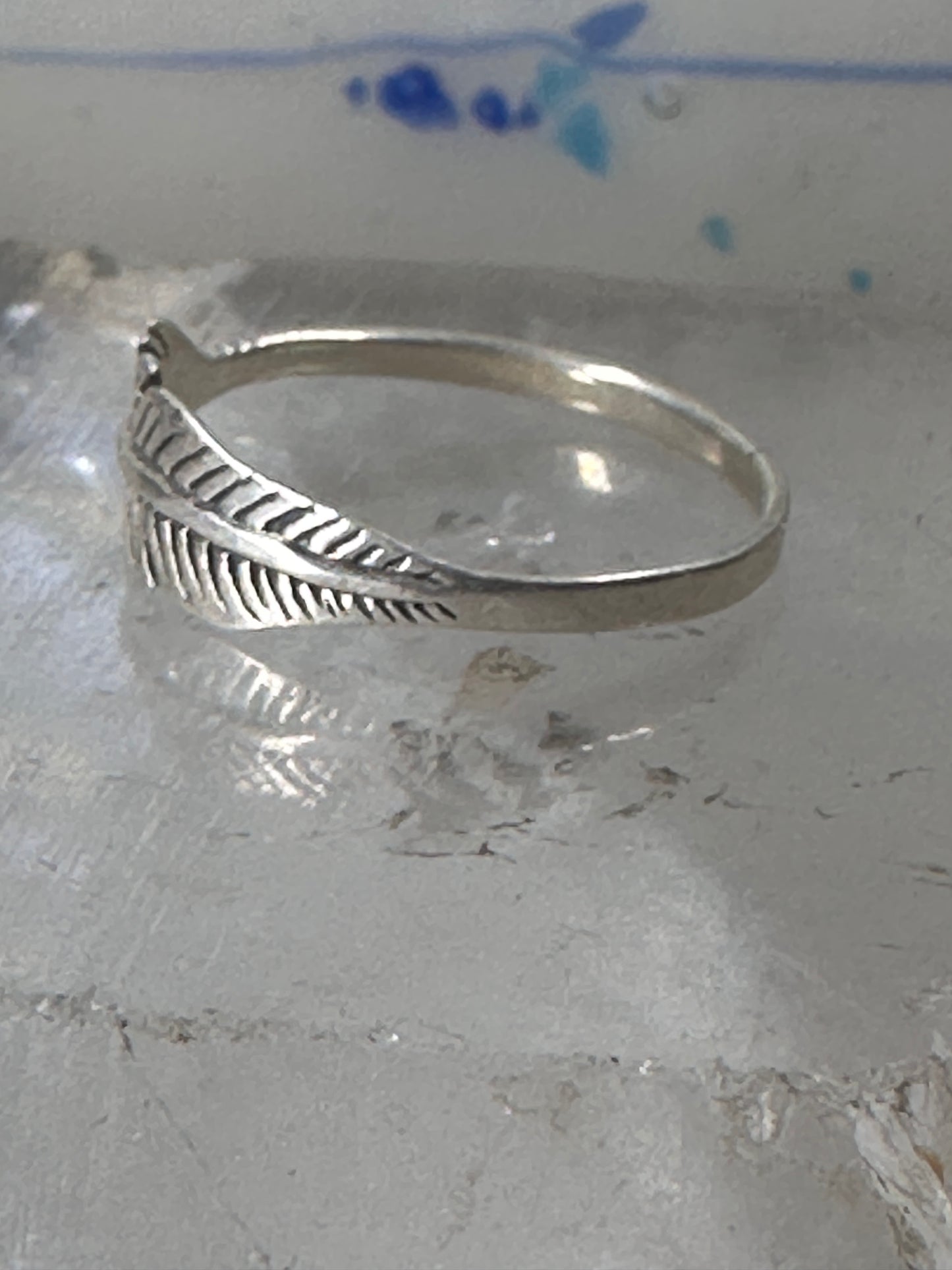 Feather ring feather stacker band size 7.50 sterling silver women girls