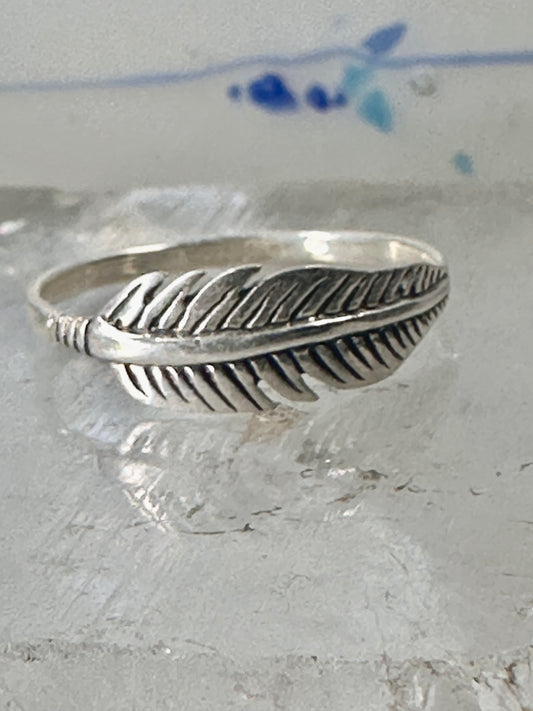 Feather ring Feather stacker band size 5 sterling silver women girls