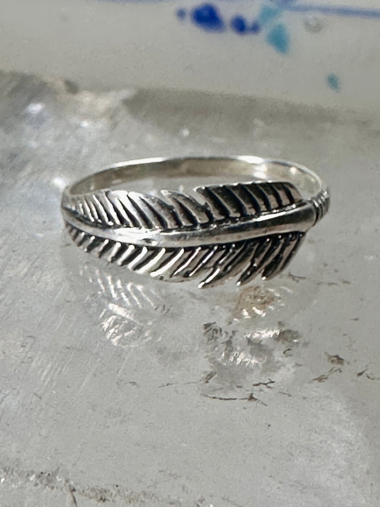 Feather ring Feather stacker band size 5 sterling silver women girls