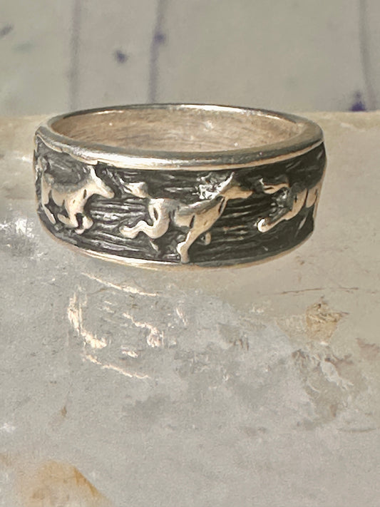 Vintage Horse ring horses band size 5.75 sterling silver cowgirl girls women