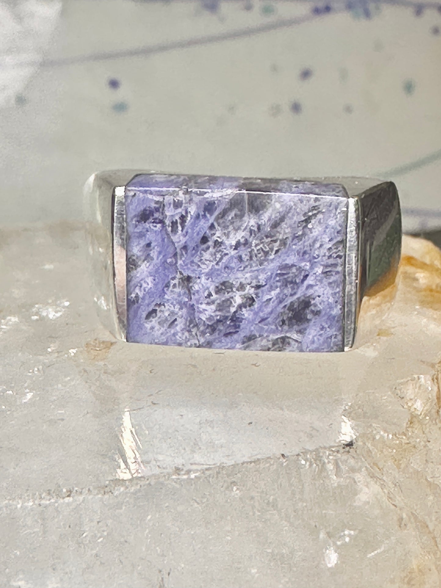 Sodalite ring size 12 southwestern sterling silver women men