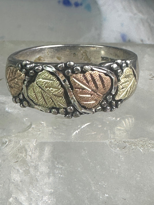 Black Hills Gold Ring wedding leaves band size 13.50 sterling silver women men
