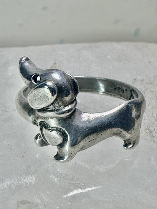 Mini Dachshund ring heart band size 5.50 sterling silver women girls